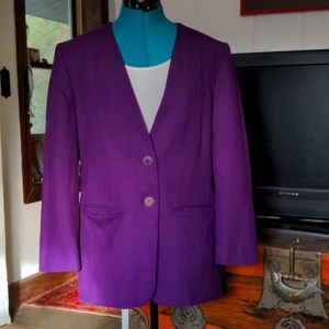 Pendleton Purple Long Wool Blazer Pockets